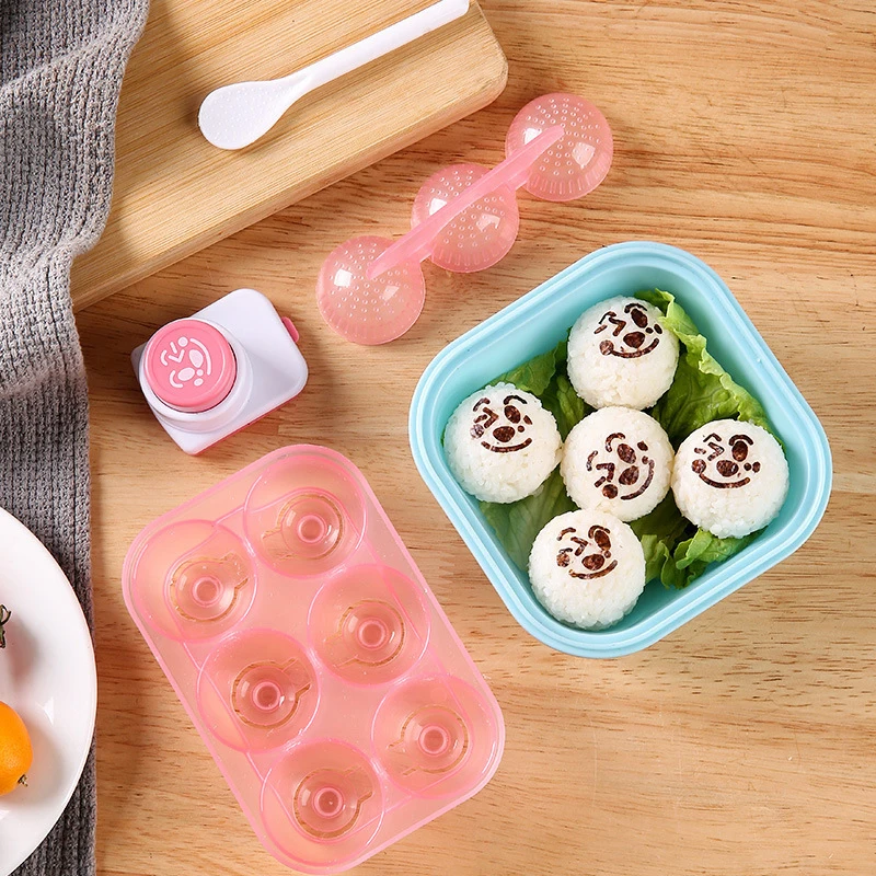 

1 Set 6 Grids Rice Ball Mold Cartoon Mini Sushi Mold DIY Seaweed Embossing Mould Kids Lunch Bento Decoration Tools