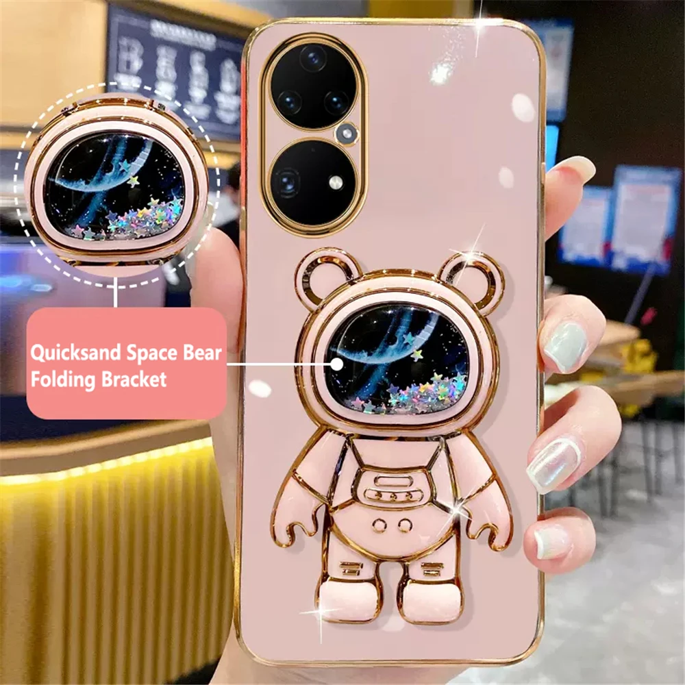 Carino Sabbie Mobili Astronauta Cassa Della Staffa Per Huawei P50 Pro P40 Lite P30 Lite P20 P Smart 2021 Mate 20 Honor 70 60 Pro Soft Cover_voghion.com
