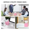 Custom Pink Hearts Pattern Tissue Box Cover Square PU Leather Facial Tissues Holder for Home 6