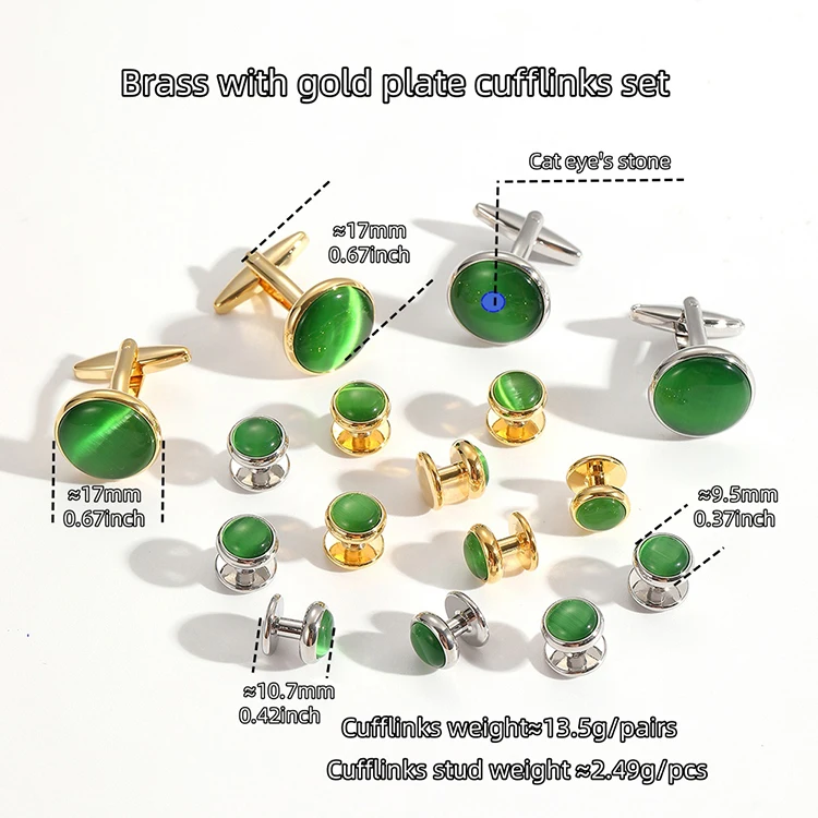 Maßgefertigte Manschettenknöpfe Hemd-Set Luxus-Geschenk für den Freund Edle Modeschmuck Herren-Manschettenknöpfe – Detail 4