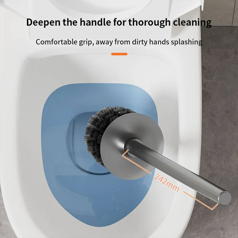 Luxury Toilet Brush Metal Shell Wall-Mounted Toilet Brush Holder No Dead Angle Home Cleaning Tools Bathroom Accessories