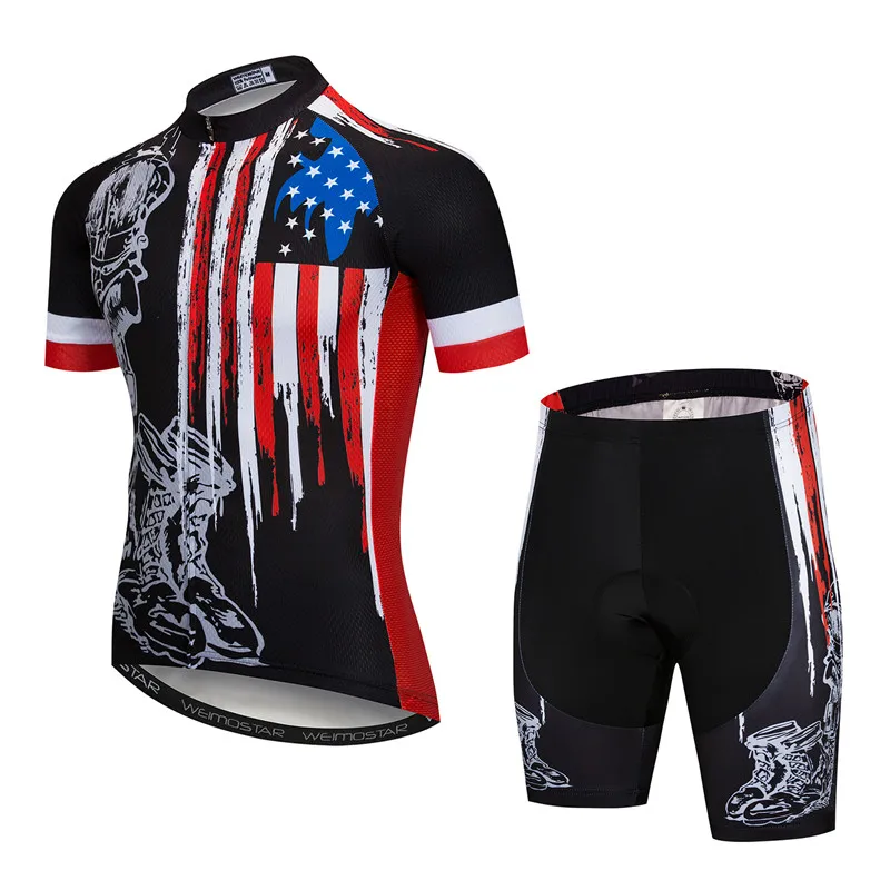 weimostar PSPORT Heren Wielertrui Bib Shorts Zwart Sets Fiets