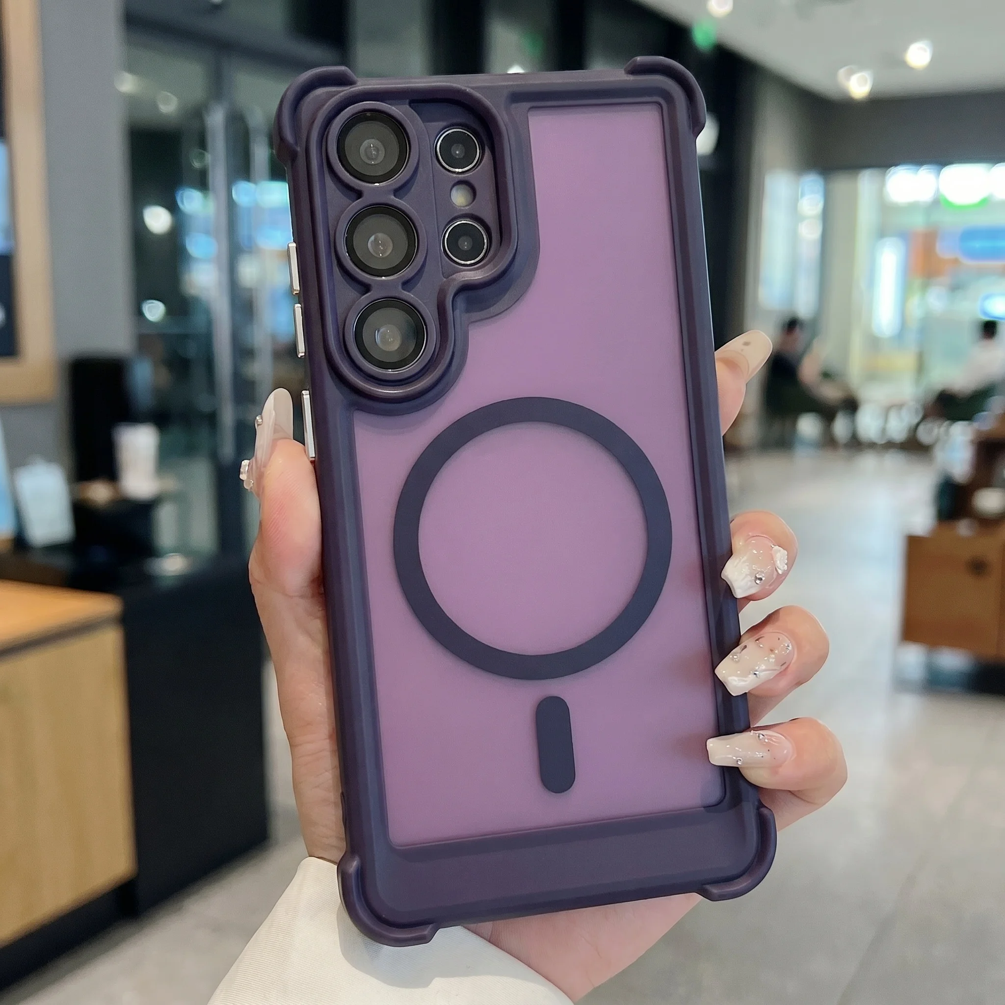 Luxury Matte Translucent Shockproof Magnetic Phone Case