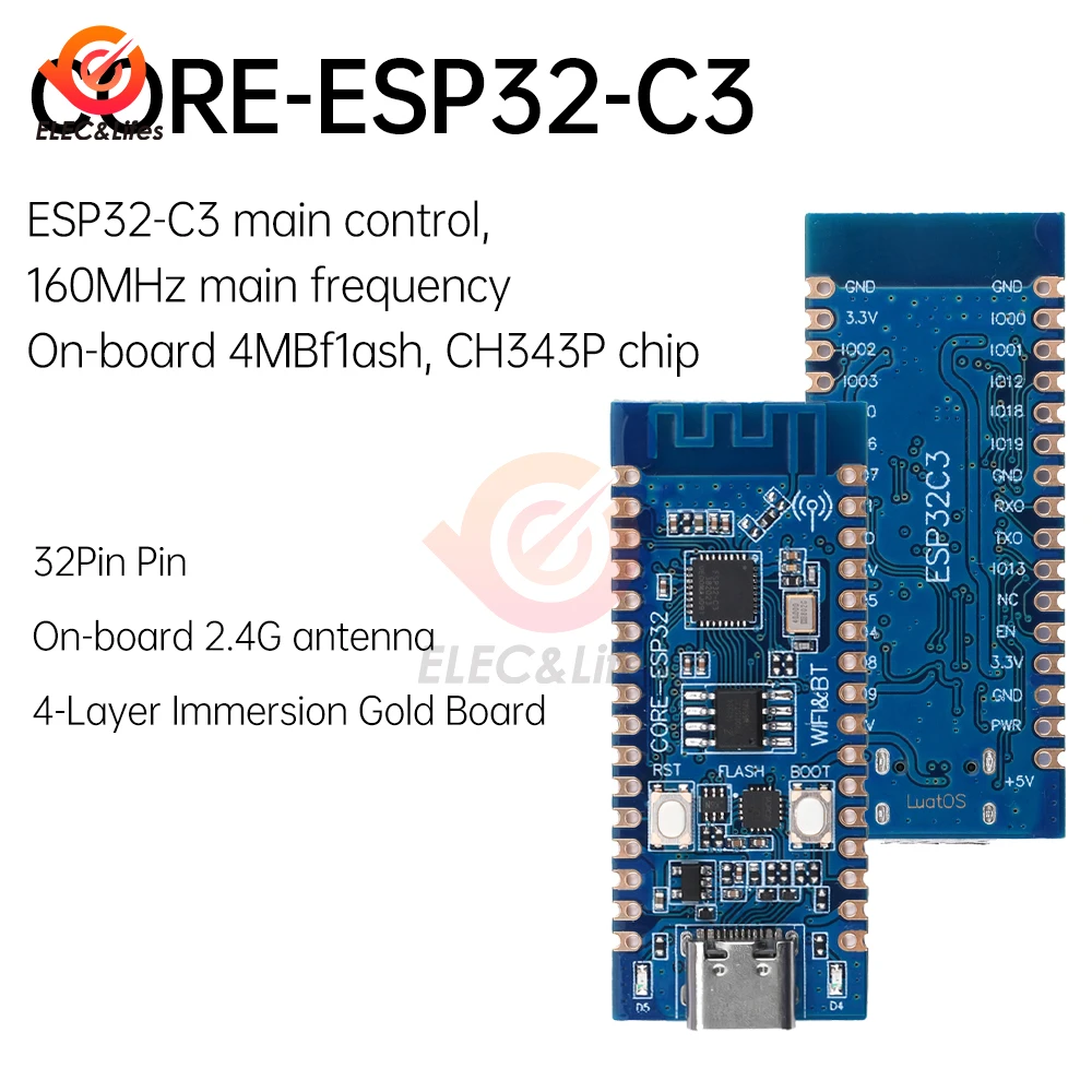 

ESP32 Development Board ESP32 C3 CORE Board Onboard 2.4G Antenna 32Pin IDF WiFi + Bluetooth CH343P for Arduino Microprython