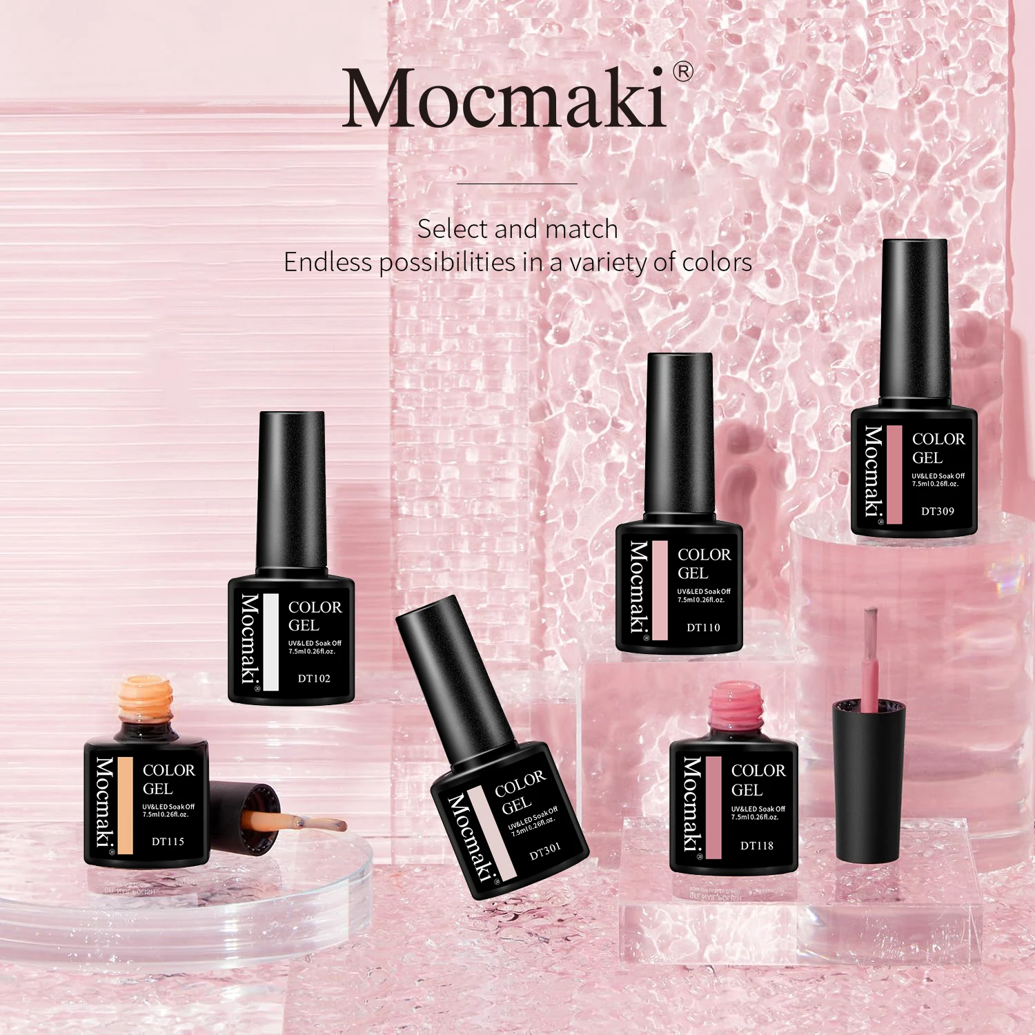 Pink Glitter Gel Nail Polish Set - 10 Piece Kit for Fall/Winter with Semi-Permanent UV LED Formula