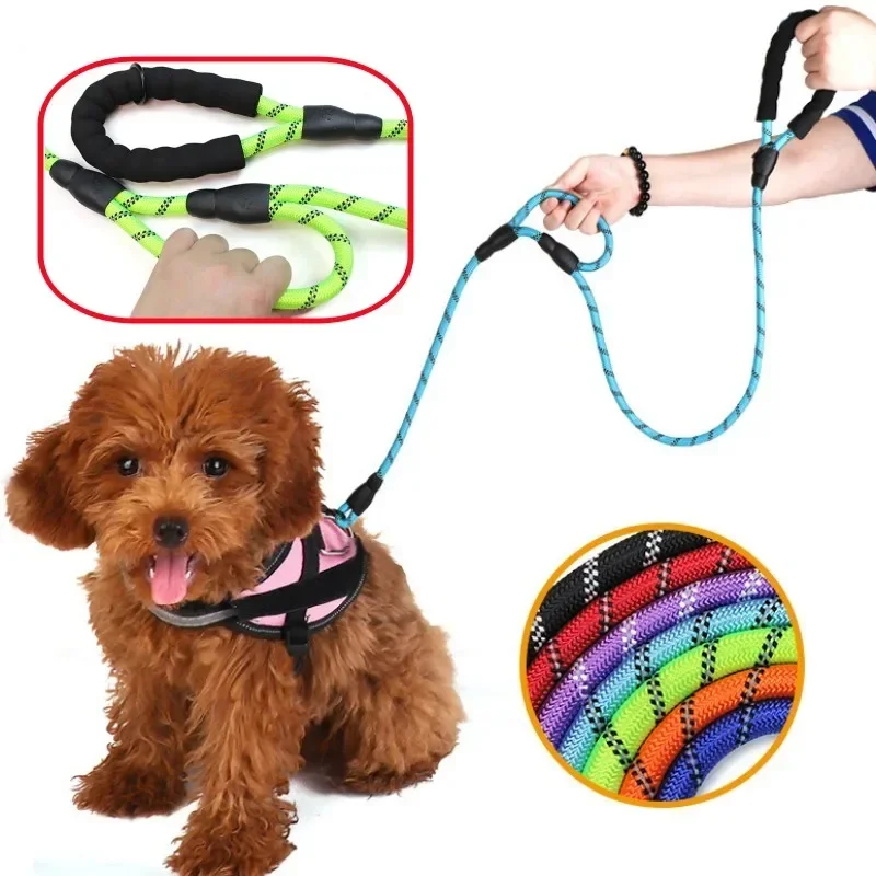 

Dog Leash Double-handle Dog Leash Reflective Leashes for Dogs Walking Rope Pet Chain Chew Proof Dogs Leashes Pet Accessories