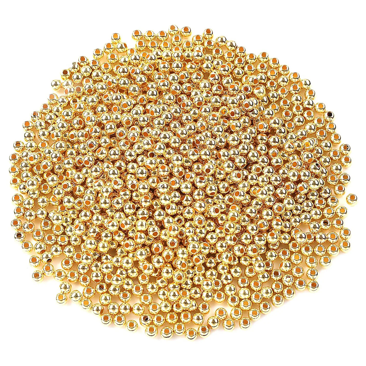 

500Pcs 4mm Round CCB Beads Gold Plated CCB Spacer Loose Ball Beads for Bracelet Necklace Jewelry Making Handmade Crafts Supplies