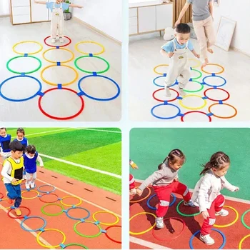 Set di 10 Anelli per Allenamento di Agilità, Giochi Sportivi all'Aperto con 10 Connettori
