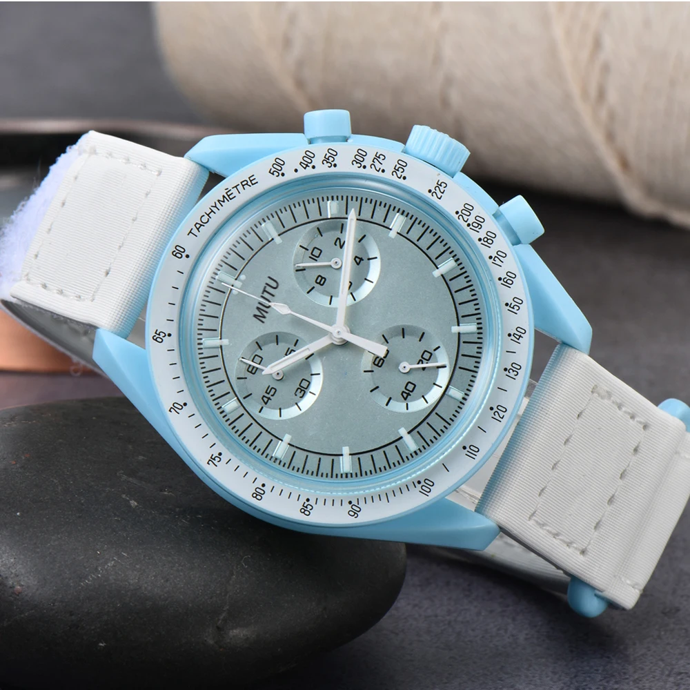 Hot AAA Original Brand Quartz Watches Multifunction Plastic Moonwatch Mens Chronograph Explore Planet Clocks Relogio Masculino