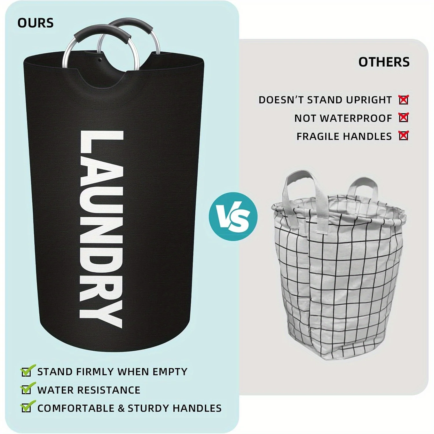 1pc 25.1gal Fabric Laundry Basket with Padded Handles Collapsible Laundry Basket Bathroom Storage and Organization 6