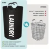 1pc 25.1gal Fabric Laundry Basket with Padded Handles Collapsible Laundry Basket Bathroom Storage and Organization 6