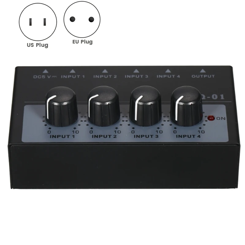 Best-Mixer Ultra Low Noise 4 Channel Mixer 4 Input 1 Output DC 5V Mini Audio Mixer Microphone Guitar Bass Mixers