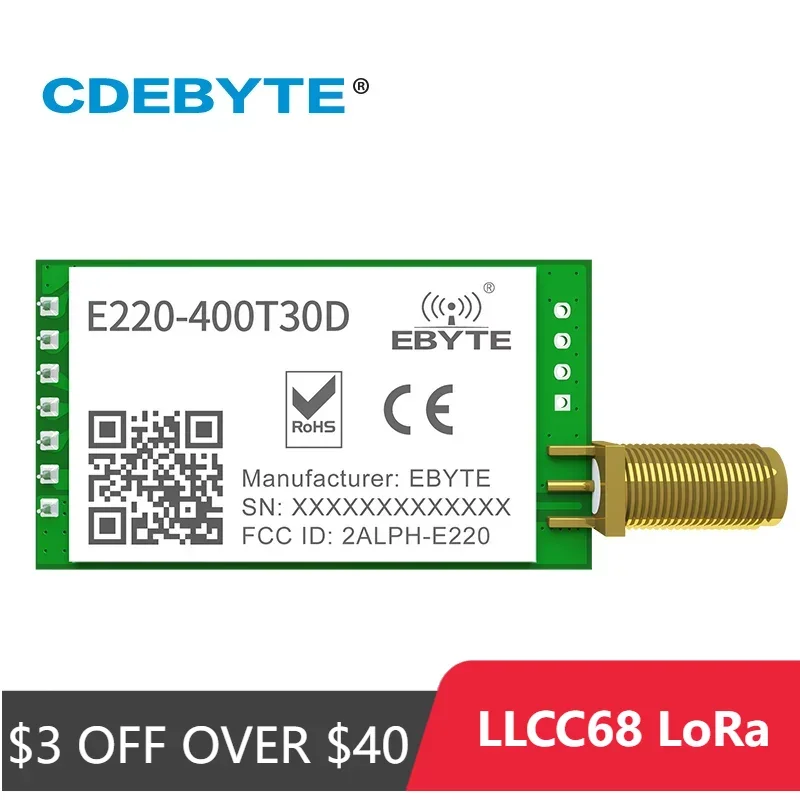 Wireless Module LLCC68 LoRa 433MHz 470MHz 30dBm Long Range 10km RSSI CDEBYTE E220-400T30D SMA-K DIP UART Transmitter Receiver