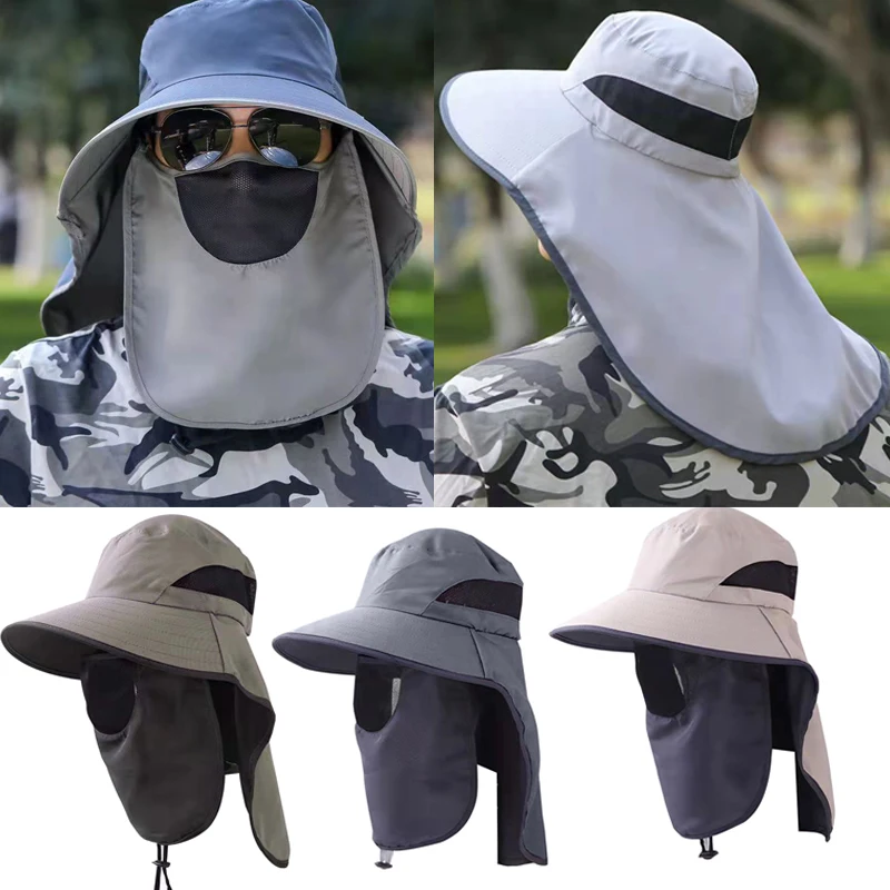 

Summer UV Protection Outdoor Sun Hats Hunting Fishing Cap for Men Women Hiking Camping Visor Bucket Hat Removable Fisherman Hat