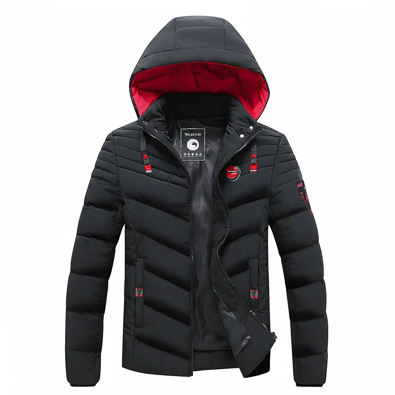 Down Light Jackets Men's Clothing Free Shipping Knitted Coat Casual Varsity Man Style Heating Hooded Sweatshirt With Zipper Cold