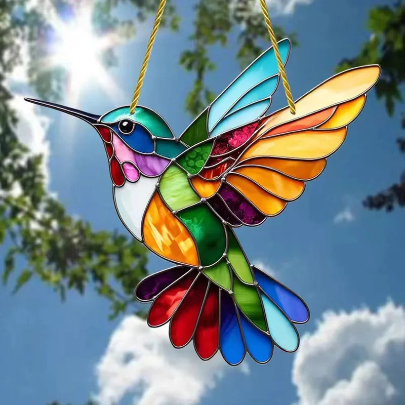Acrylic Hummingbird Stained Window Hanging Sun Catcher Signs