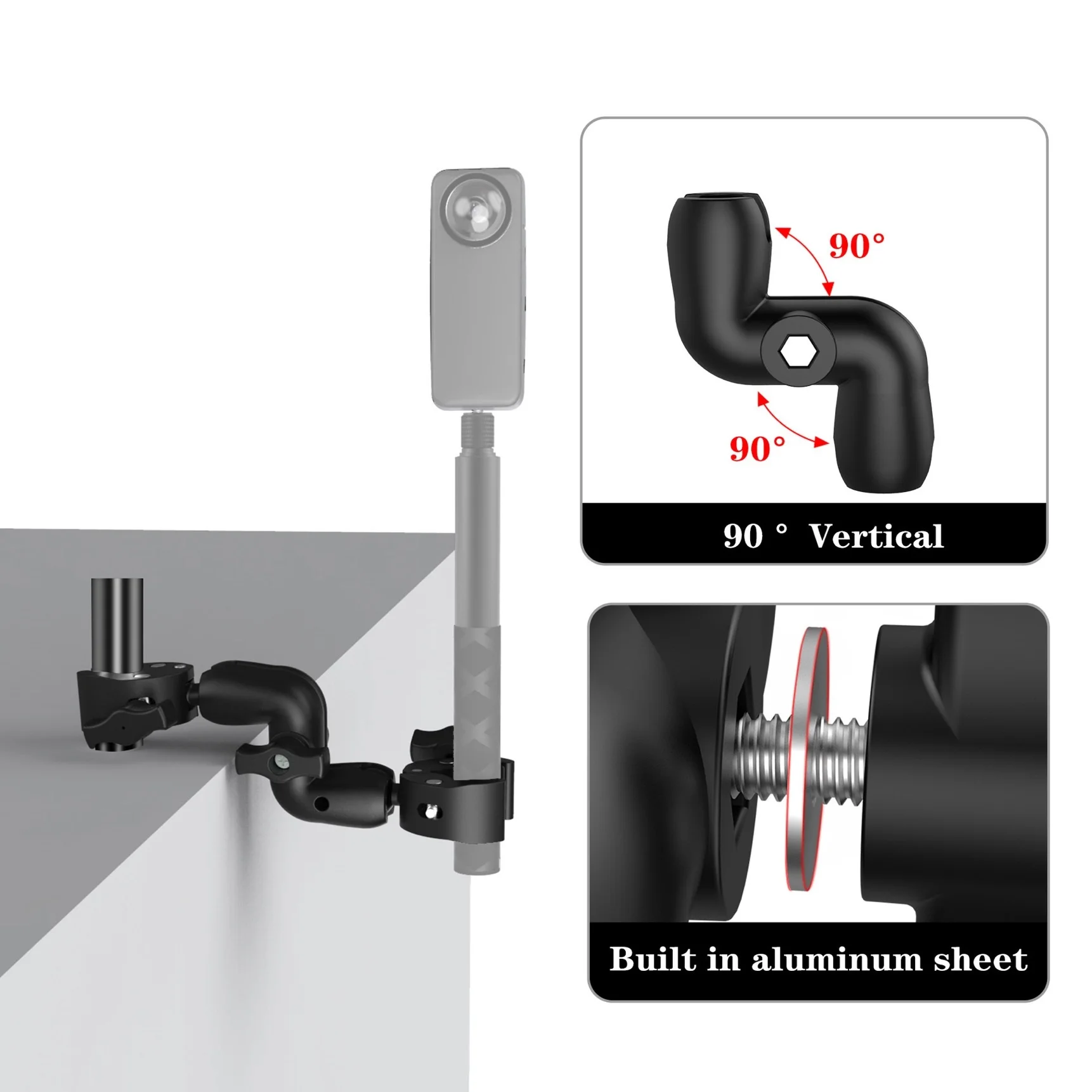 atualizado, 360 ° Dual-cabeça, Super braçadeira, trilho