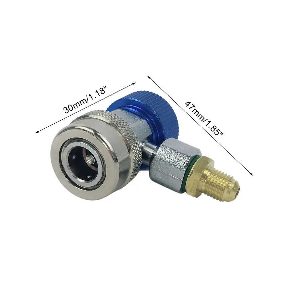 Lot De 2 Adaptateurs R134A Pour Climatisation Auto - Coupleurs Rapides Bas/haut Avec Capuchons (bleu 14mm, Rouge 17mm)