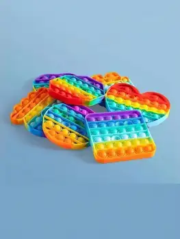 1PC/4PCS Silicone Push Bubble Pop Fidget Sensory Toy, Circle Colorful Push It Popping( roundness/square/octagon/ heart-shaped）