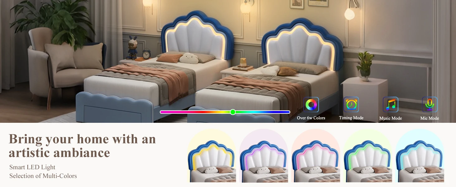 led bed frame twin size