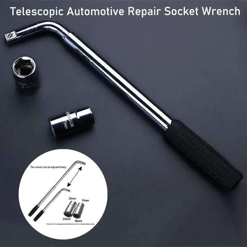 

Telescoping Lug Wrench Spanner Lug Wheel Wrench with Sockets Wrench Car Repair Tools 17/19, 21/23mm