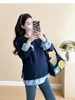 2025 Spring and Autumn Pregnant Women Fashion Style Loose Fleece Jacket Navy Blue Maternity Sweatshirts Casual Pregnancy Hoodies 1