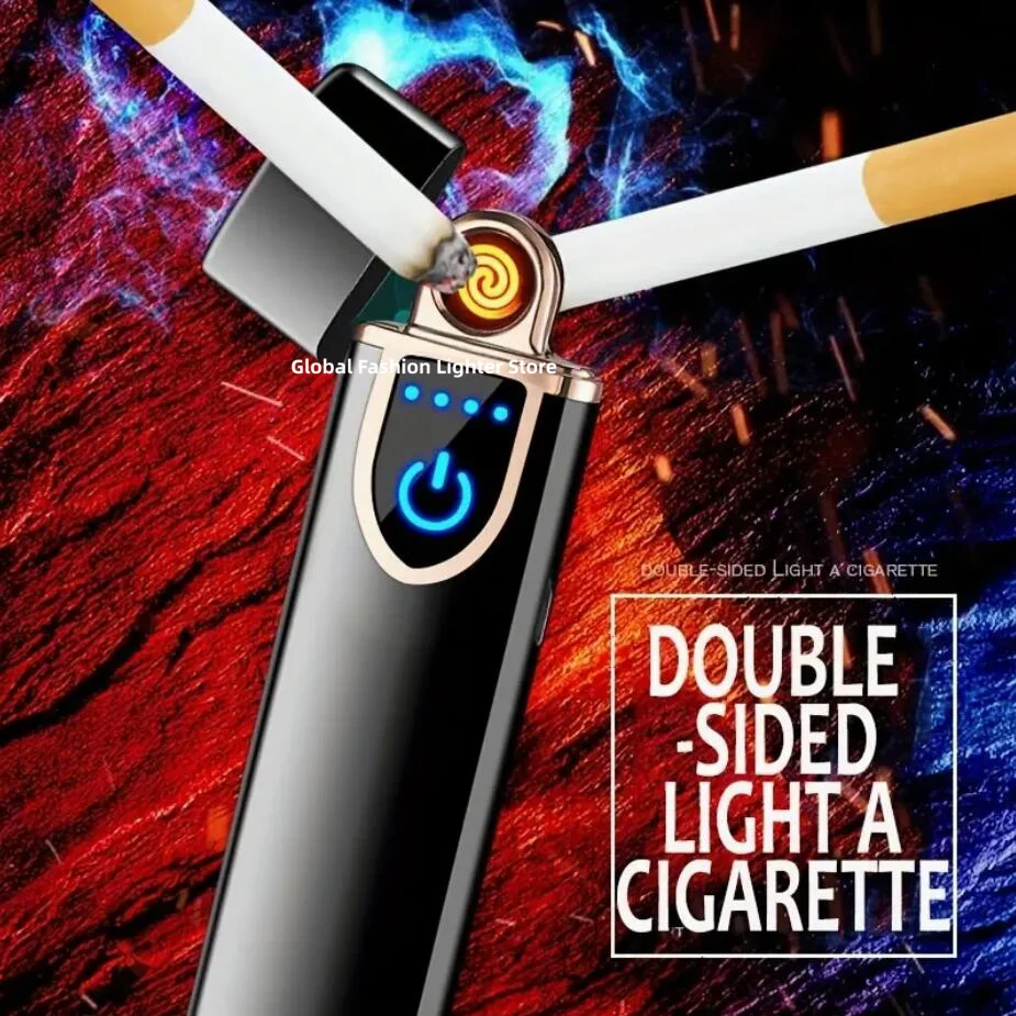 

New Rechargeable Use Windproof Lighter, Double-sided Cigarette Lighter, Small And Light Flameless Lighter, Smoking Accessories