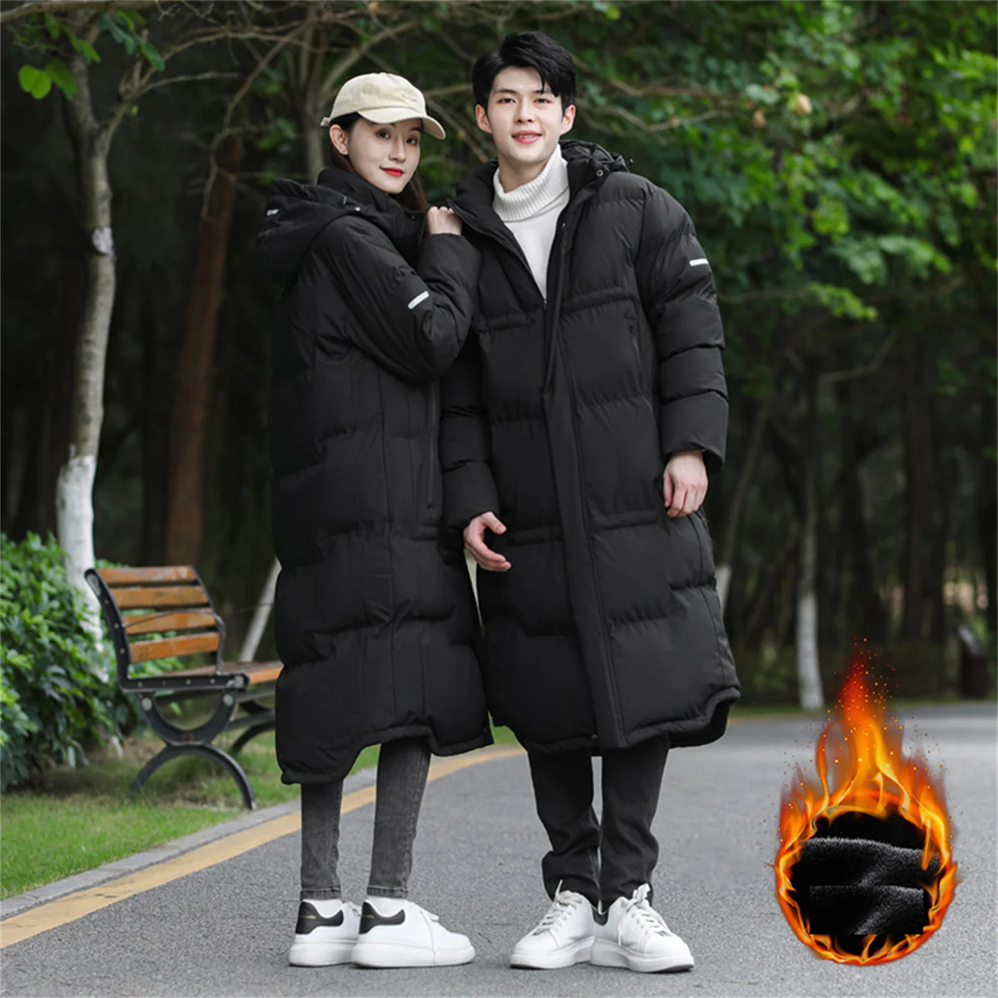 Winter Hooded Athletic Long Jacket Kids Men And Women's Thick Space Cotton Parka Outdoor Training Windproof Thermal Overcoat
