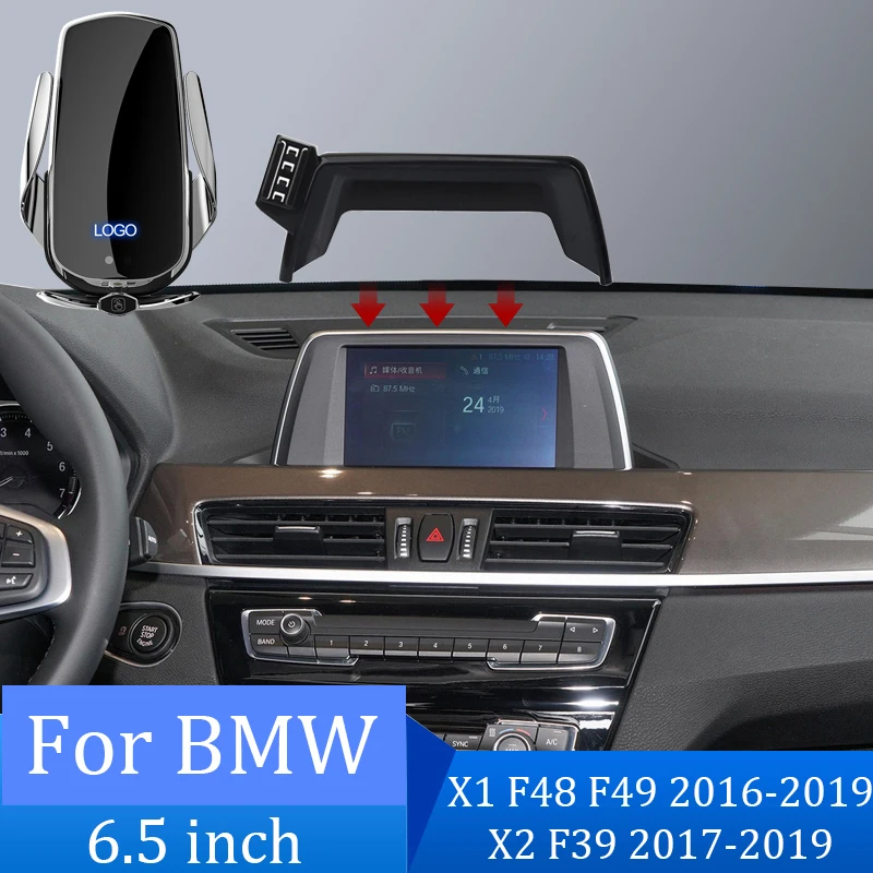

Автомобильный держатель для телефона для BMW X1, F48, F49, X2, F39, 2016-2019, беспроводное зарядное устройство, экран, аксессуары, 6,5 дюймовый фиксированный держатель для телефона