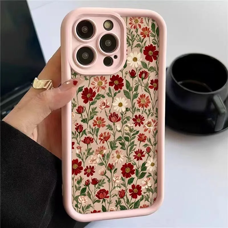 Vintage Wine Red Floral Pattern Phone Case - TPU Cover