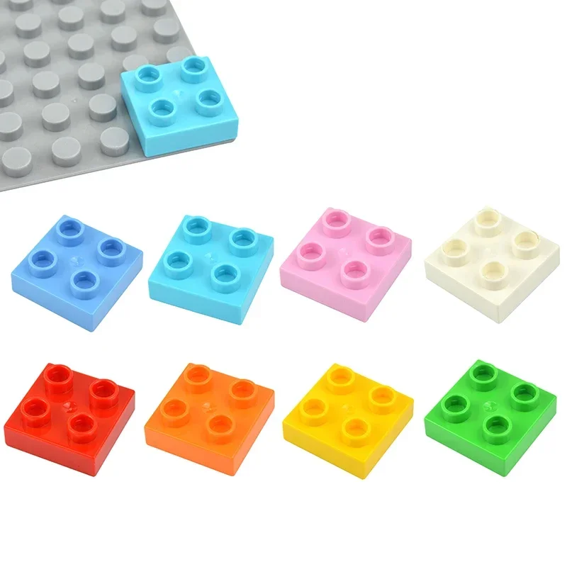 

10Pcs MOC Big Particles 2x2 Dots Thin Building Blocks Figures Educational Duploes Kid Toys Compatible With Large Size Bricks
