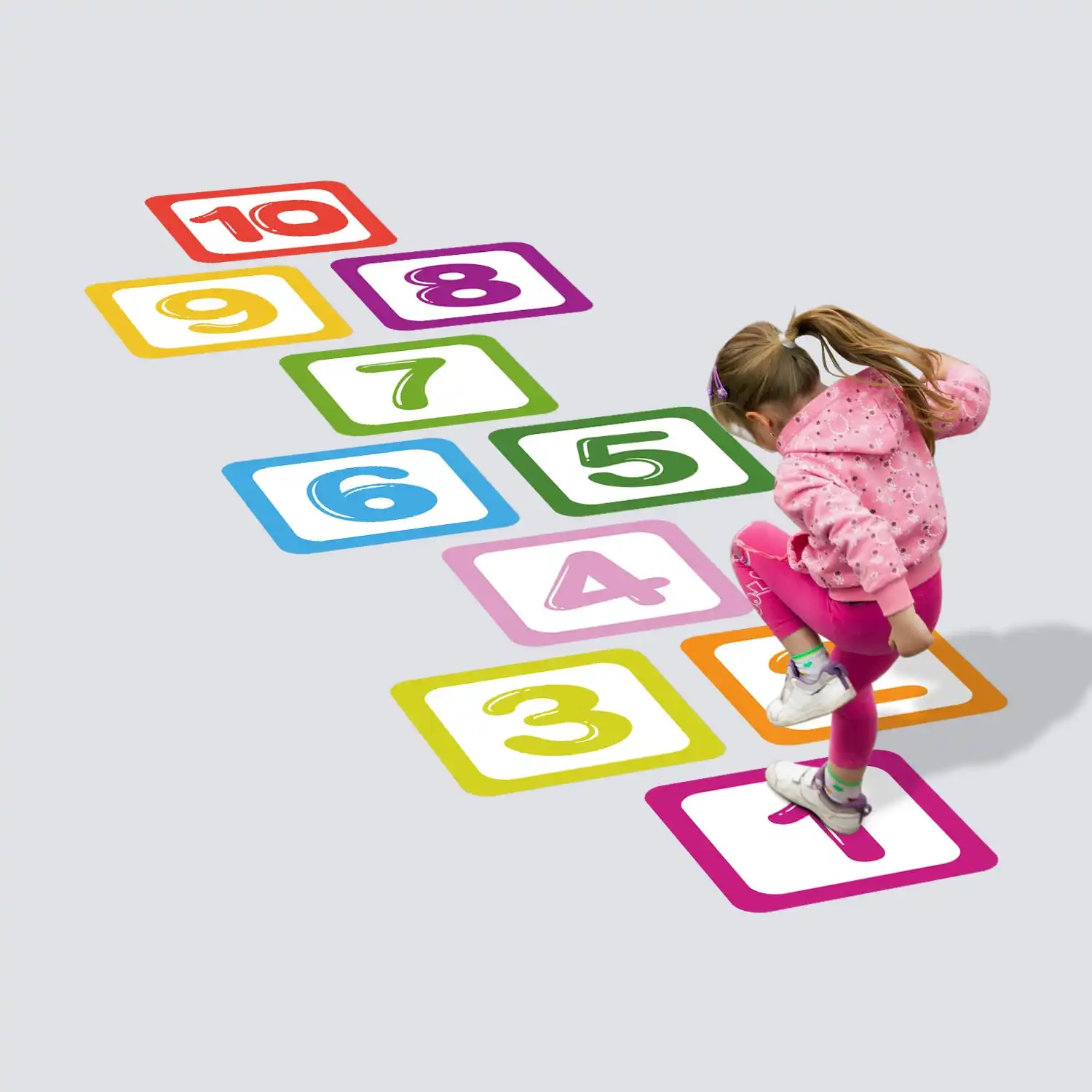 Cartoon digital grid hopscotch game floor stickers parent-child gift home bedroom kindergarten decoration waterproof detachable floor stickers