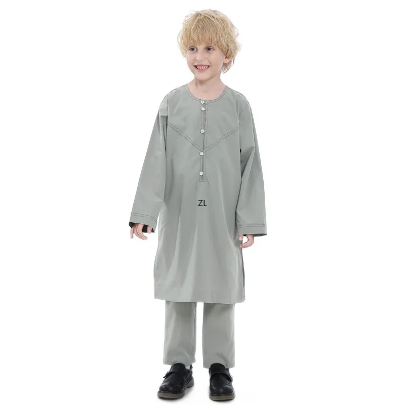 

Muslim Kids Jubba Thobe Arab Boy Thobe Children Abaya Ramadan Dress Pant Set 2 Piece Caftan Robe Kaftan Musulman Ensembles