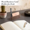 Wood Business Card Holder With Pen Slot Desktop Business Card Display Stand Memo Holder Storage Box Card Organizer For Office 4