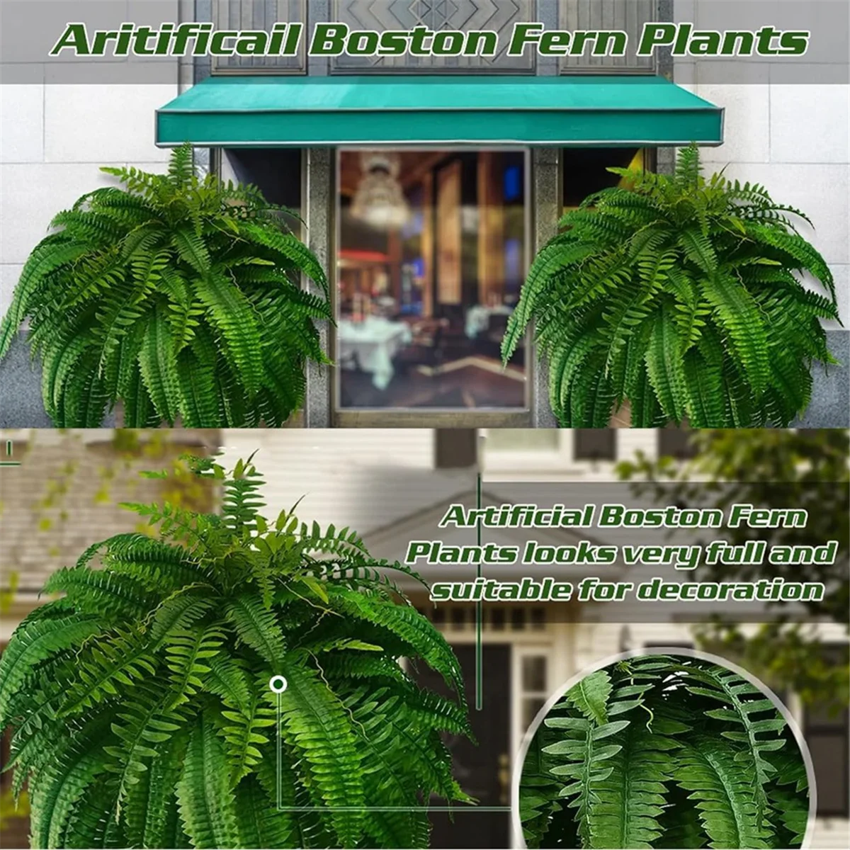 UV Resistant Lifelike Artificial Boston Fern Artificial Ferns for Outdoors Faux Ferns Fake Plants artificial ferns