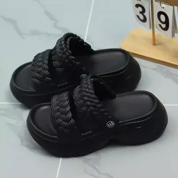 Women's Thick Heel Sandals Comfortable Outdoor Wear Anti-slip EVA Two-wear Slippers Casual Style Toe-open Mid-Heel Sandals 1