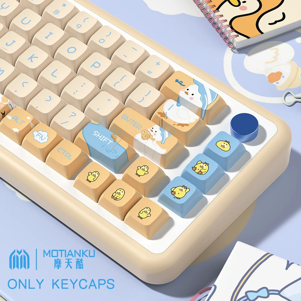 

144 keys Cute Duck Cartoon Theme Keycaps XDA Profile Key caps Korean English for 61/64/68/84/87/96/98/104 Mechanical Keyboard