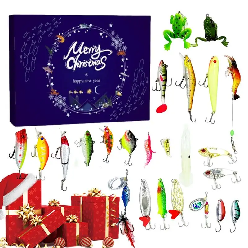 

24pcs Fishing Tackle Advent Calendar Funny Christmas Countdown Practical Fishing Lures for christmas festival 24days countdown