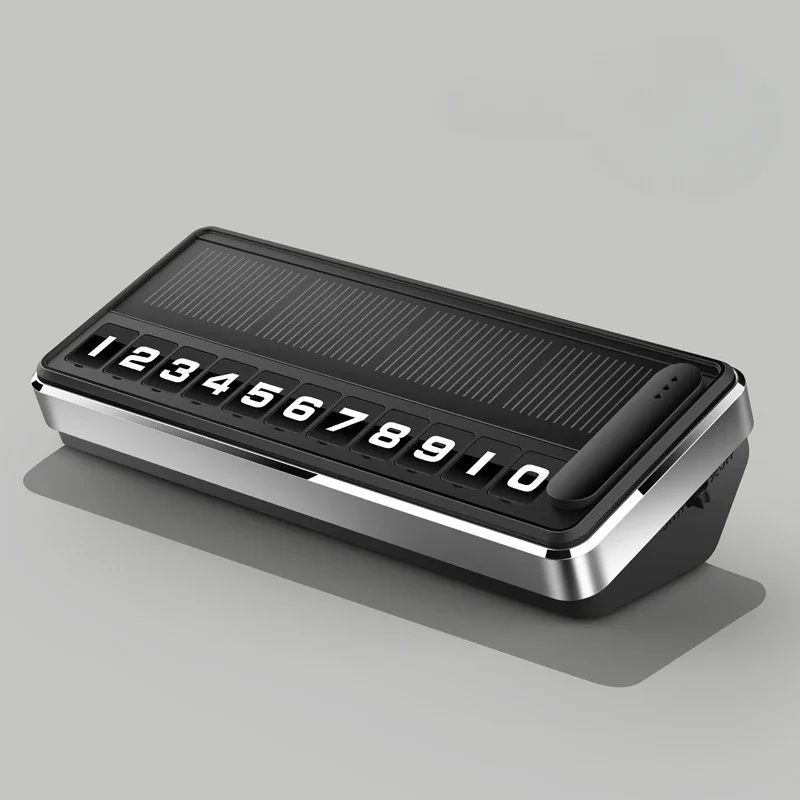 Solar LED Car Phone Number Plate with Hidden Temporary Parking Card and Multiple Number Display