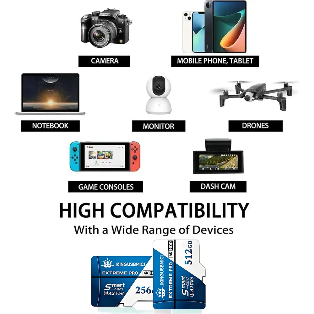 방수 TF 카드 마이크로 TF SD 카드 메모리 카드 SD 카드 512GB 64GB 256GB 32GB A1 V30 X-Ray 방수 카메라 닌텐도 스위치용
