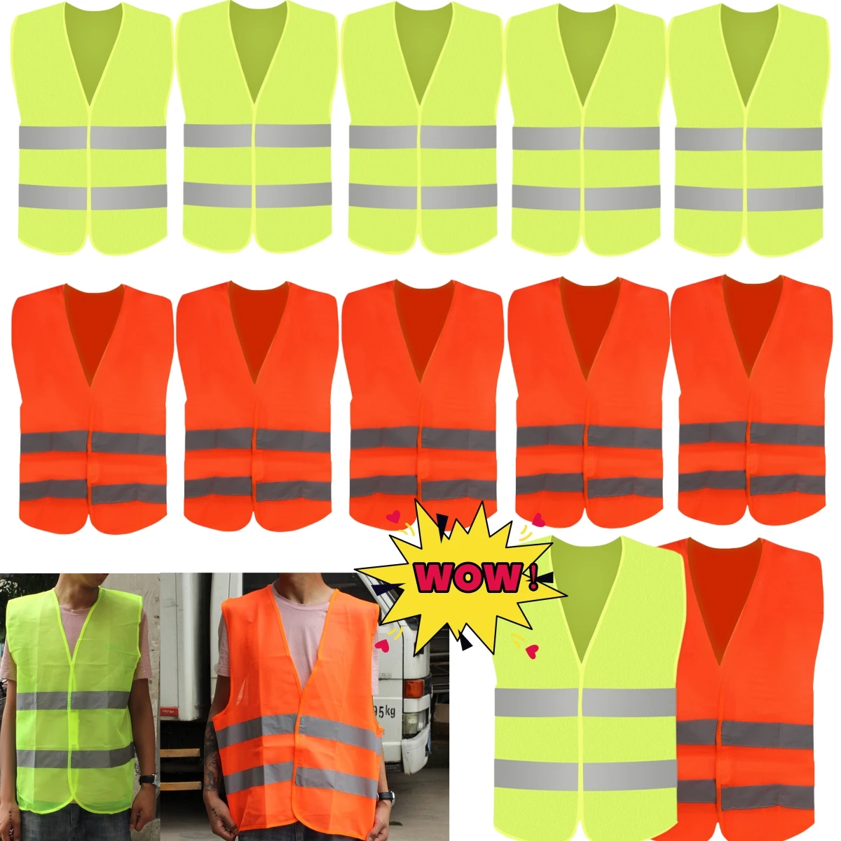 Auto Car Reflective Clothing For Safety Traffic Safety Vest Yellow Visibility High Visibility Outdoor Running Cycling Sports Ves reflective safety vest