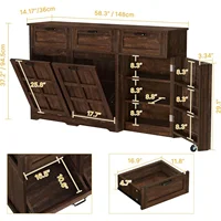 ตู้ขยะคู่แบบอเมริกันสำหรับห้องครัว, ตู้เก็บขยะแบบเอียงพร้อมลิ้นชัก, เกาะกลางครัวพร้อมที่เก็บของ, ซ่อนอยู่ 5