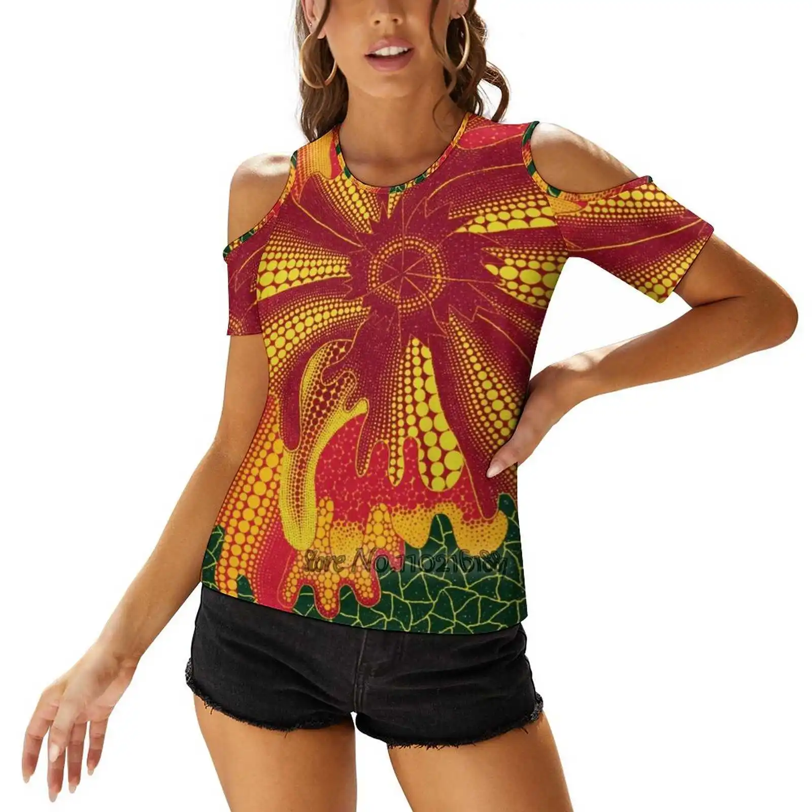 

Yayoi женские художественные футболки с цветочным принтом модные футболки с графическим принтом Harajuku футболка с коротким рукавом Kusama Yayoi