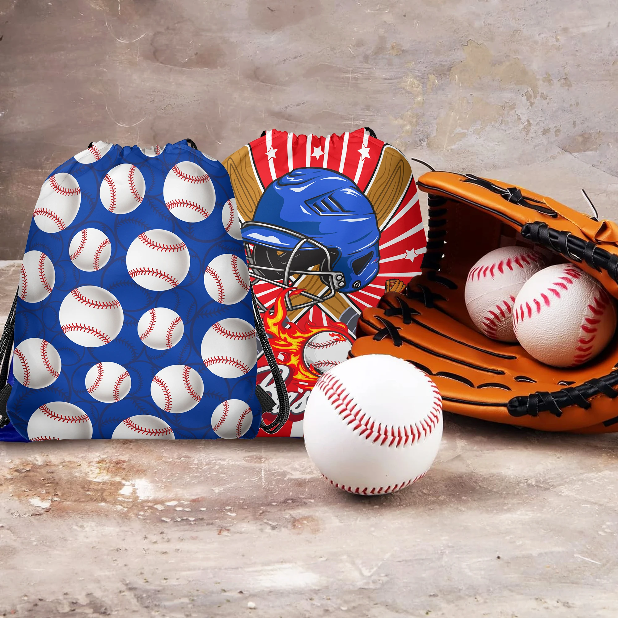 10 stücke Baseball Vlies Geschenke Tasche Schule Sport Kordelzug Rucksack Kinder Geburtstag Party Außerhalb Aktivität Verpackung Lagerung Taschen – Detail 9