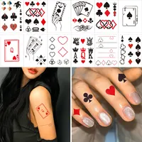 12pcs/set Waterproof Temporary Tattoo Stickers Playing Cards Peach Tattoo Small Size Tatto Flash Tatoo Fake Tattoos for Man Girl 1
