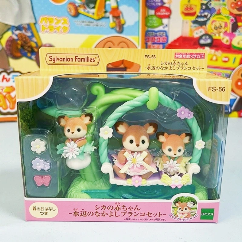New Sylvanian Family Deer Family Doll Swing Baby Girl Doll Cute Decoratio Deer Twins Cotton Family Gifts