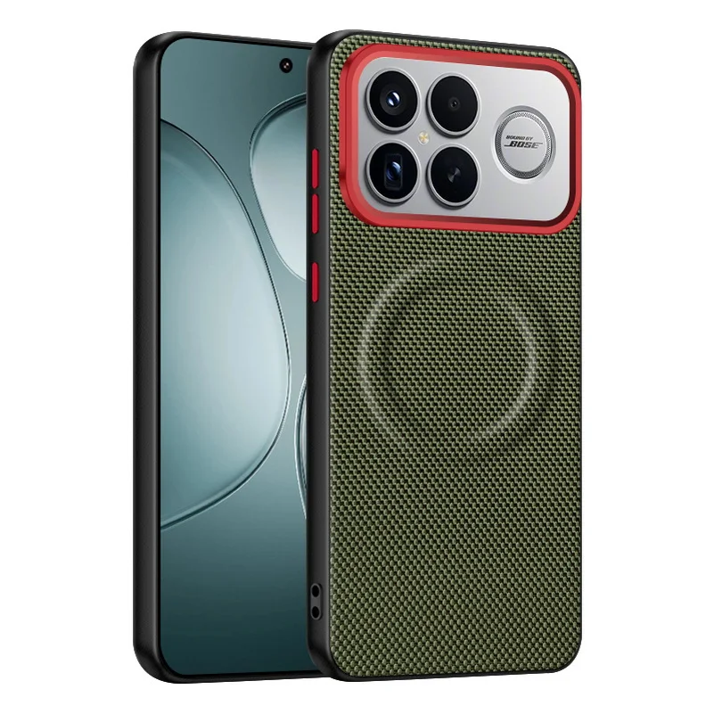 Enhanced Magnetic Ring Case with Red Circle Lens Protector - Slim and Durable Cover