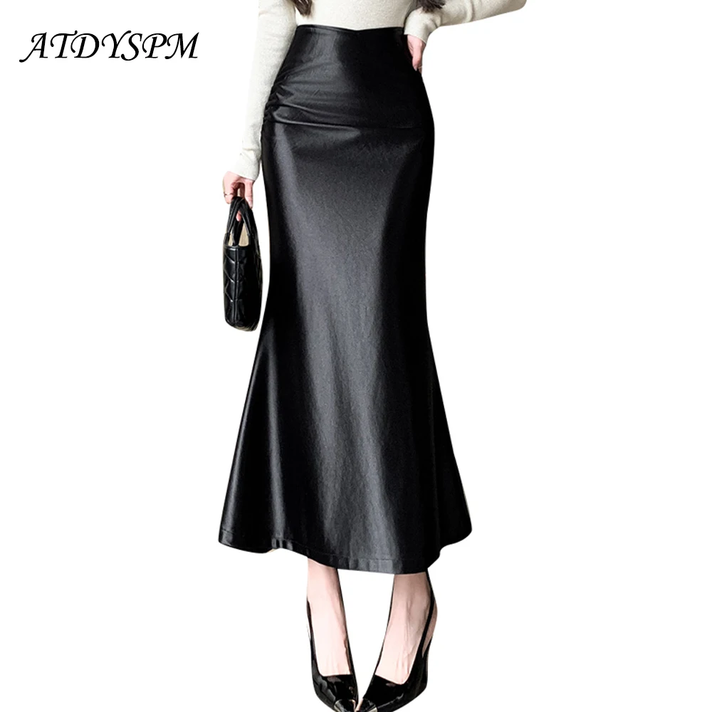 

High Waist Gloss Satin Skirts Women Elegant Slim Wrap Hips Bodycon Long Skirt Female Streetwear Casual Mermaid Skirts Faldas