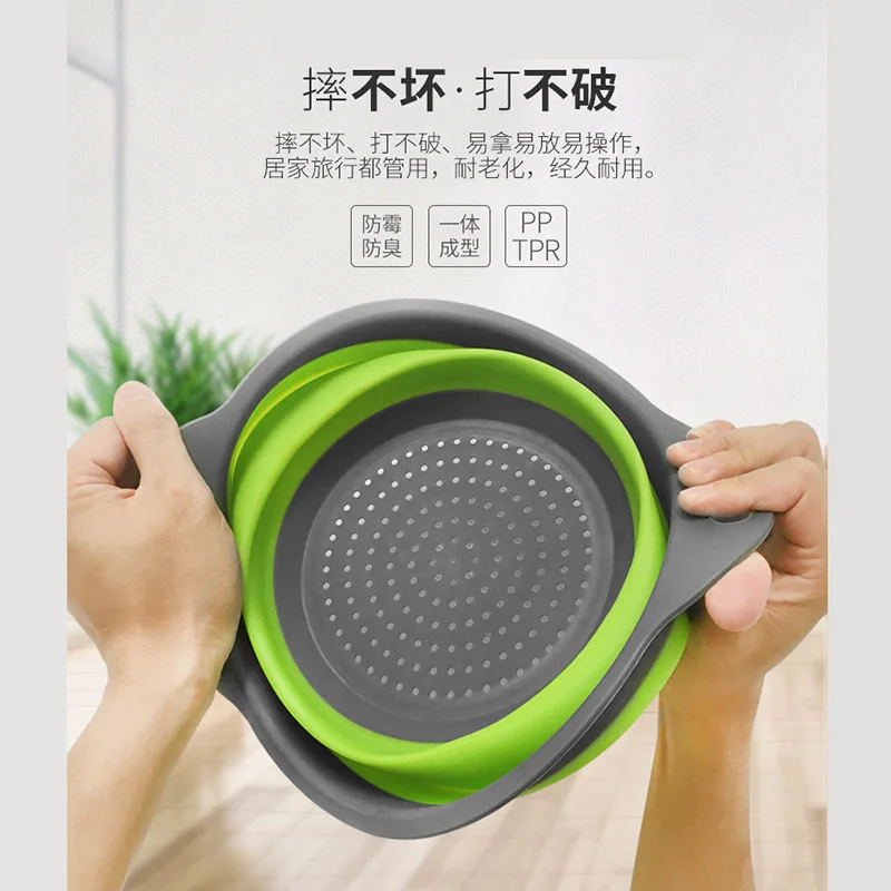 Kitchenware Vegetables Fruits Drain Basket Creative Folding PP Draining Baskets Organizer Kitchen Accessories