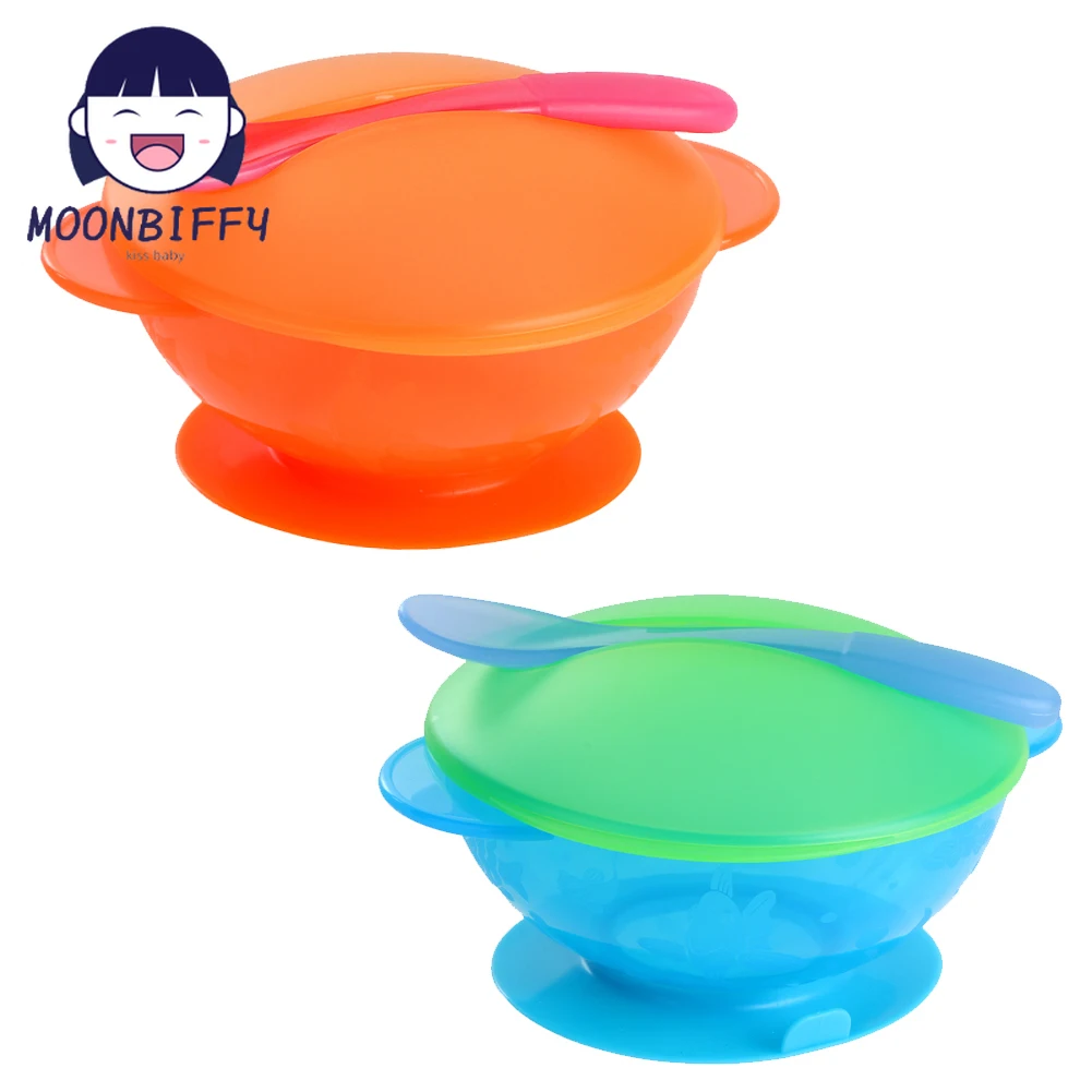 Silicone Bowl Newborn Baby Ecological Dishes Sucker Bowl Spoon Children's Tableware Non-slip Food Container